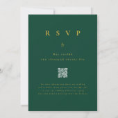 Simple Woodland Forest Gold Green Wedding QR Code 招待状 (裏面)