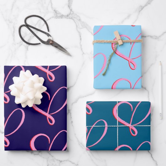 Simple Wrapping Paper Flat Sheet Set of 3 ラッピングペーパーシート (正面)