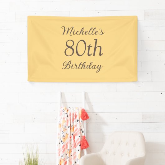 Simple Yellow 80th Birthday 横断幕 (インサイチュ)