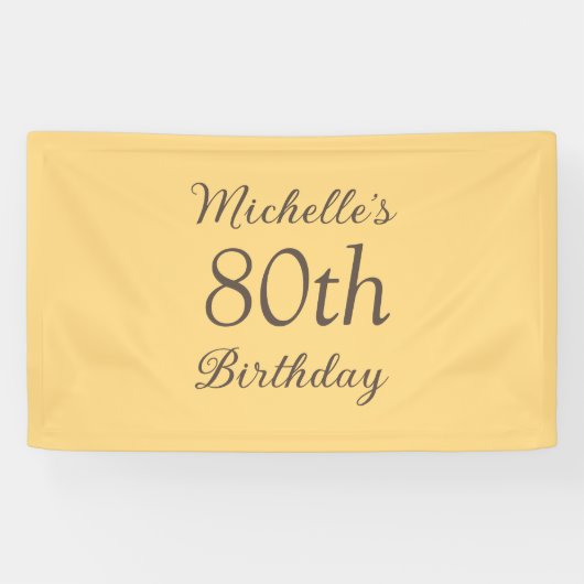 Simple Yellow 80th Birthday 横断幕 (横)
