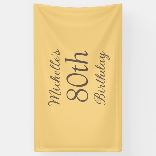 Simple Yellow 80th Birthday 横断幕 (縦)