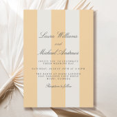 Simple Yellow and White Cabana Stripes Wedding 招待状