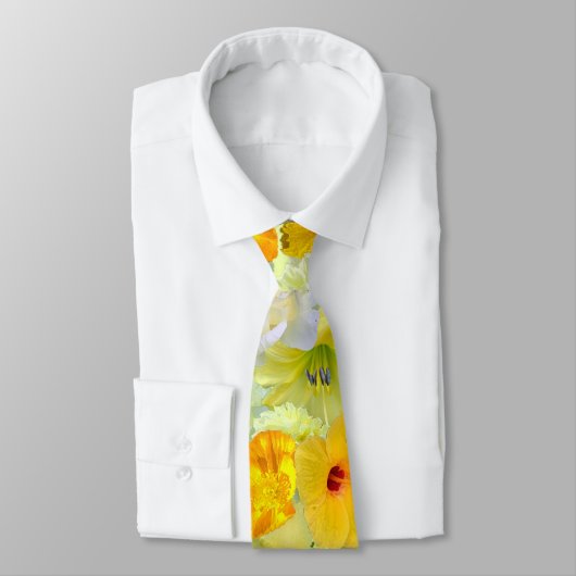 Simple Yellow Floral Wedding Groomsmen Collection ネクタイ (タイ)
