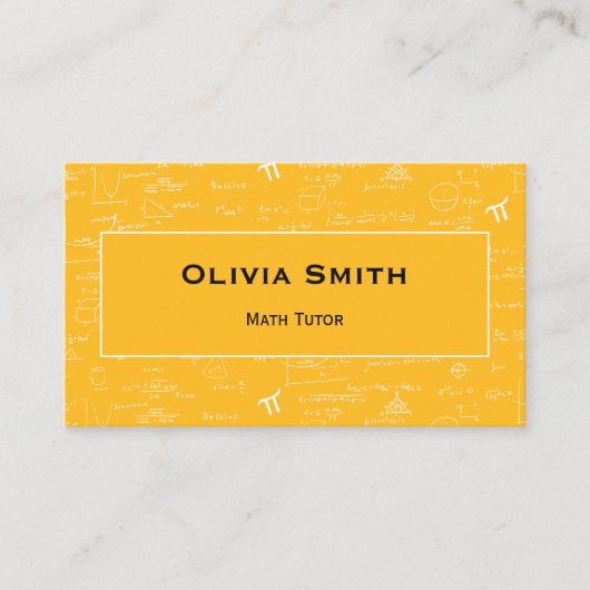 Simple Yellow Math Tutor Teacher Formula Pattern 名刺 (正面)