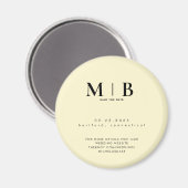 Simple Yellow Monogram Wedding Save the Date マグネット (正面/裏面)