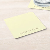 Simple Yellow Personalized Modern Wedding スクエアペーパーコースター (アングル)