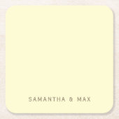 Simple Yellow Personalized Modern Wedding スクエアペーパーコースター (正面)