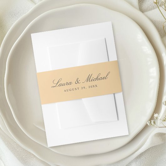 Simple Yellow Personalized Wedding 招待状ベリーバンド