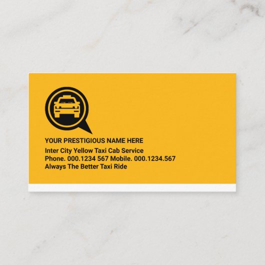 Simple Yellow Taxi Cab Place Your Name 名刺 (裏面)