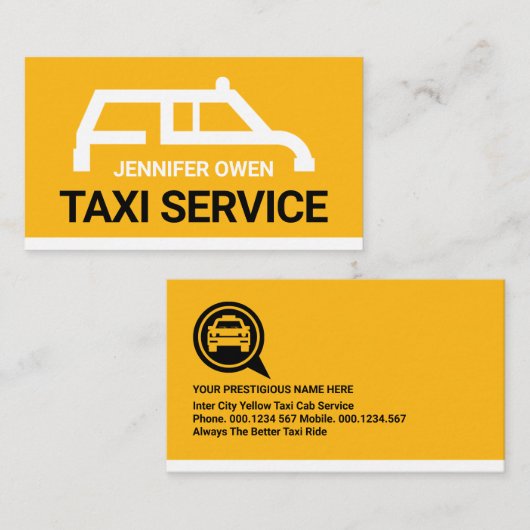 Simple Yellow Taxi Cab Place Your Name 名刺 (正面/裏面)