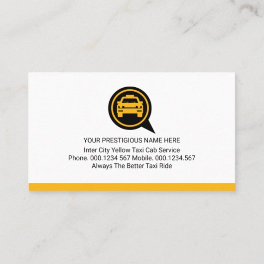 Simple Yellow Taxi Car Place Your Name 名刺 (裏面)