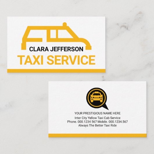 Simple Yellow Taxi Car Place Your Name 名刺 (正面/裏面)