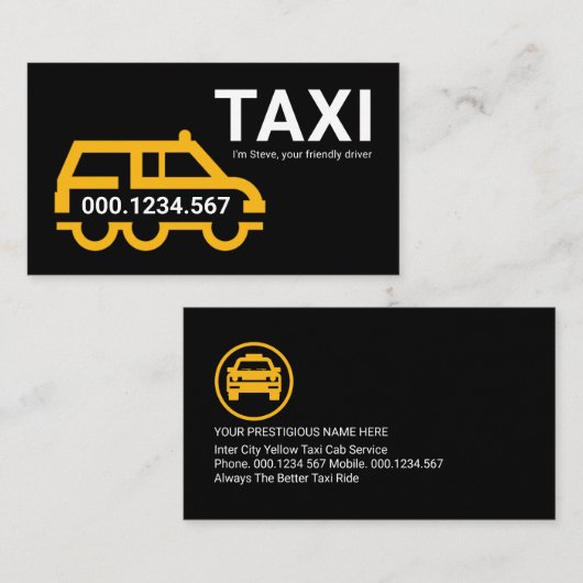 Simple Yellow Taxi Car Station Wagon 名刺 (正面/裏面)