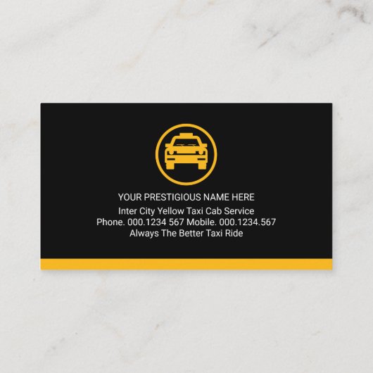 Simple Yellow Taxi Car Your Name 名刺 (裏面)