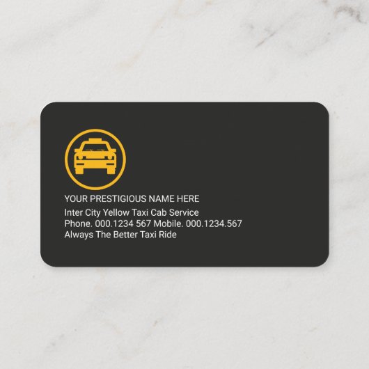 Simple Yellow Taxi Van Car 名刺 (裏面)