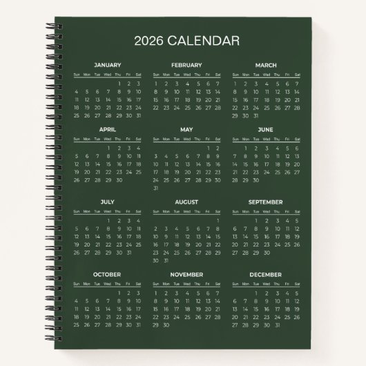 Simple Yet Elegant 2026 Calendar |  ノートブック (正面)