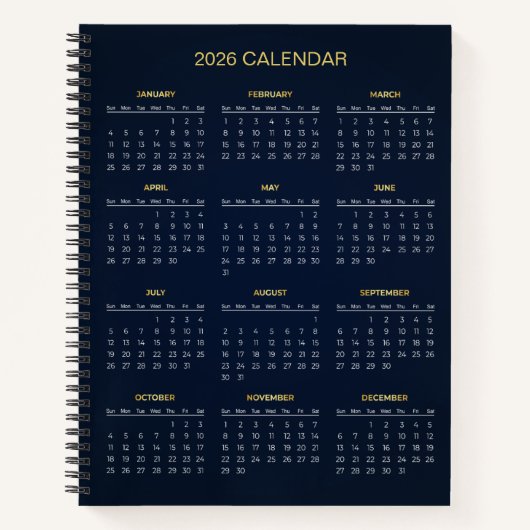 Simple Yet Elegant 2026 Calendar |  ノートブック (正面)