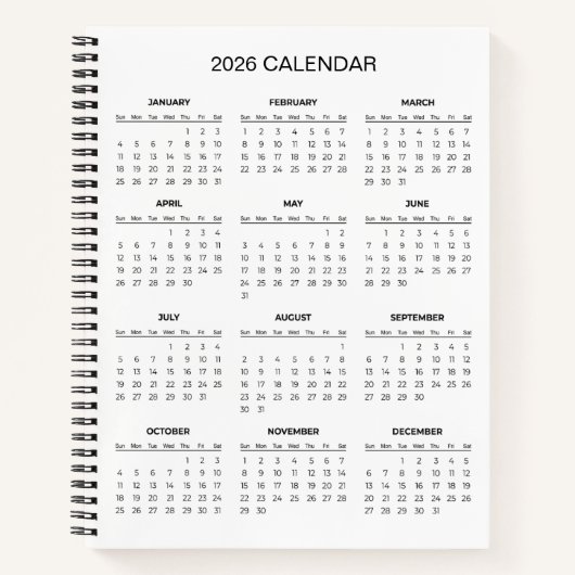 Simple Yet Elegant 2026 Calendar |  ノートブック (正面)