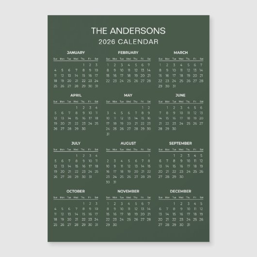 Simple Yet Elegant 2026 Calendar | Magnet (正面)
