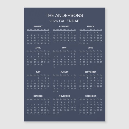 Simple Yet Elegant 2026 Calendar | Magnet (正面)
