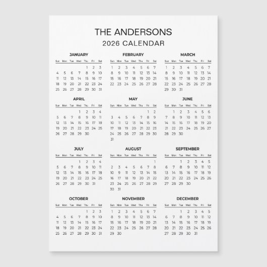 Simple Yet Elegant 2026 Calendar | Magnet (正面)