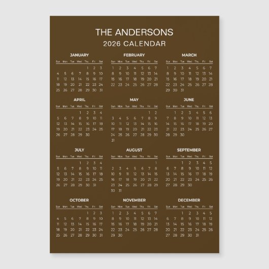 Simple Yet Elegant 2026 Calendar | Magnet (正面)