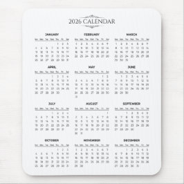 Simple Yet Elegant 2026 Calendar | Mousepad マウスパッド