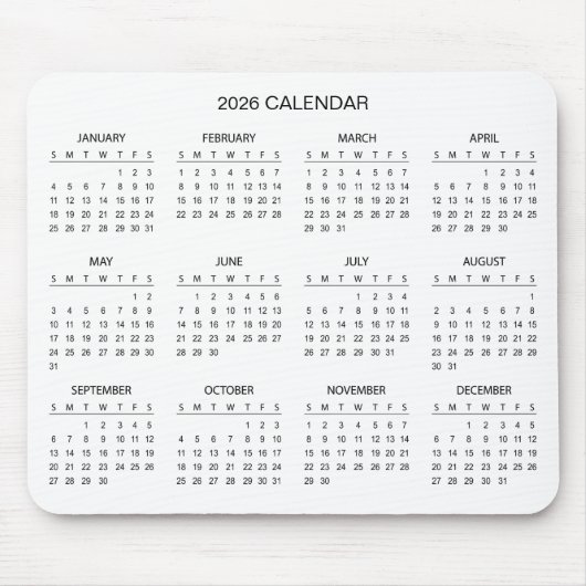 Simple Yet Elegant 2026 Calendar | Mousepad マウスパッド (正面)