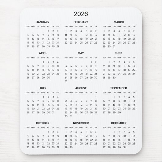 Simple Yet Elegant 2026 Calendar | Mousepad マウスパッド (正面)