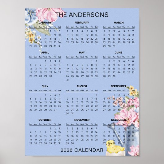 Simple Yet Elegant Floral 2026 Calendar | ポスター (正面)