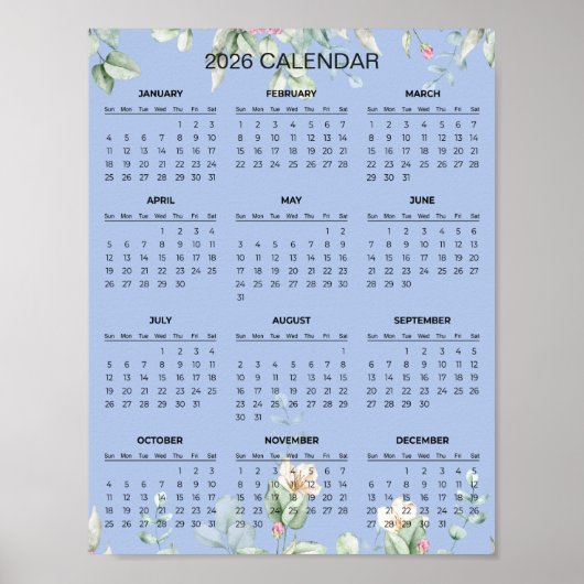 Simple Yet Elegant Floral 2026 Calendar  |  ポスター (正面)