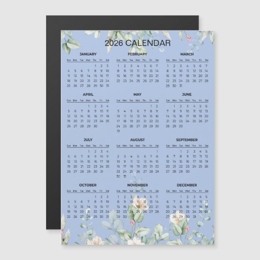 Simple Yet Elegant Floral 2026 Calendar  | Magnet (正面/裏面)