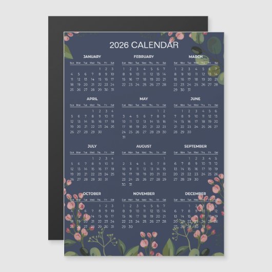 Simple Yet Elegant Floral 2026 Calendar | Magnet (正面/裏面)