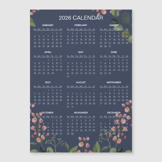Simple Yet Elegant Floral 2026 Calendar | Magnet (正面)