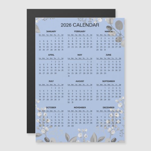 Simple Yet Elegant Floral 2026 Calendar | Magnet (正面/裏面)