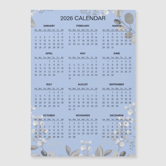 Simple Yet Elegant Floral 2026 Calendar  | Magnet (正面)