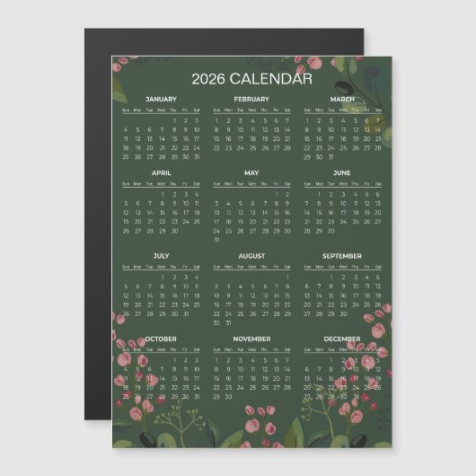 Simple Yet Elegant Floral 2026 Calendar | Magnet (正面/裏面)