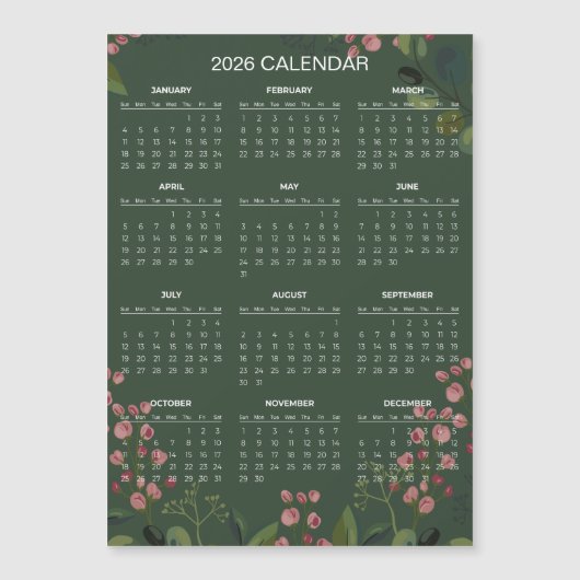 Simple Yet Elegant Floral 2026 Calendar  | Magnet (正面)