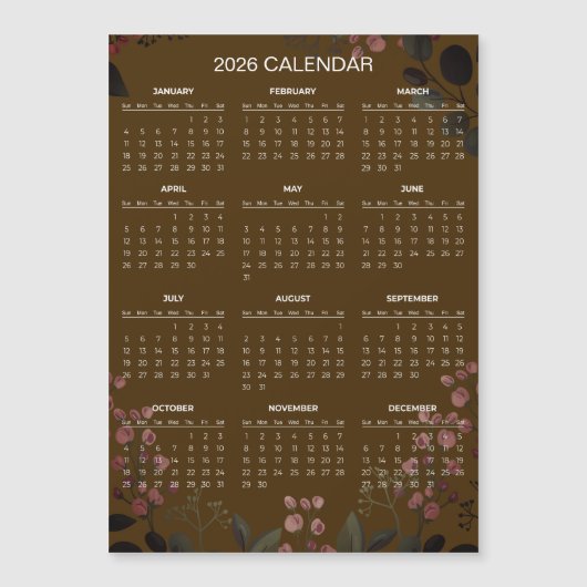 Simple Yet Elegant Floral 2026 Calendar  | Magnet (正面)