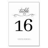 Simple yet Elegant Script Heart Wedding テーブルナンバー (裏面)