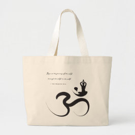 Simple Zen Yoga Om Calligraphy Silhouette Logo Bag ラージトートバッグ