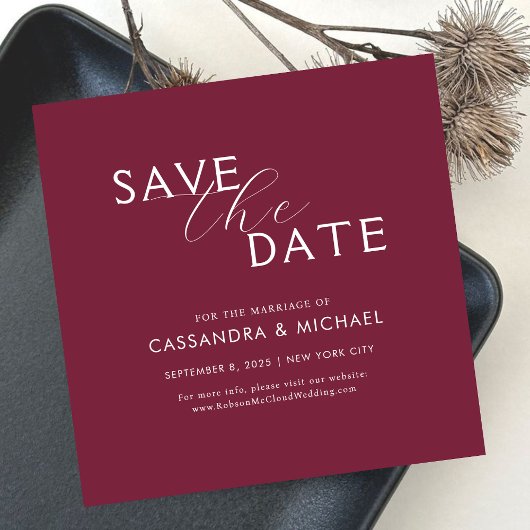 Simples Bodas Tipográficas Roxas e Brancas セーブザデート