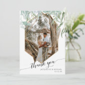 Simples modernos geométricos rosa dourado folhagem サンキューカード (スタンド正面)