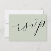 SimpleSageグリーン書道結婚式RSVP 出欠カード (正面)