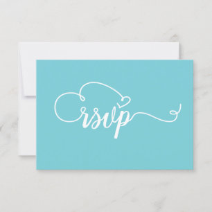 SimpleTealとWhite WrithicのRSVP結婚's 出欠カード