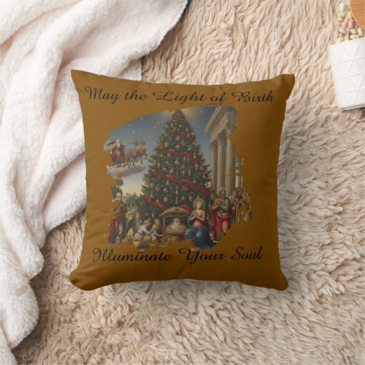 Simplex Knit Nativity Christmas Throw Pillow クッション (ブランケット)