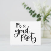 SIMPLEYはっきりした大学院パーティー招待状 ポストカード (スタンド正面)