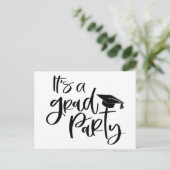 SIMPLEYはっきりした大学院パーティー招待状 ポストカード (スタンド正面)