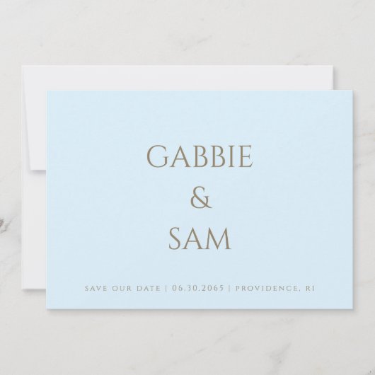 Simplicity Icy Blue Wedding Save our Date 招待状 (正面)