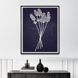 Simplicity in Bloom White Line Flower Drawing ポスター<br><div class="desc">This minimalist,  single white line drawing of a flower on a blue background is a subtle yet sophisticated addition to any space. Its serene blue background and intricate,  single line drawing add a touch of natural elegance to your walls. It's perfect for those who appreciate clean and simple designs.</div>